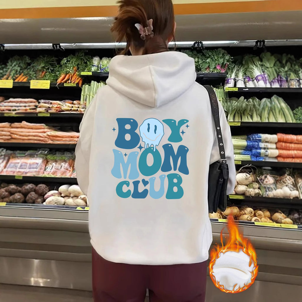 Thick BOY MOM CLUB printed hoodie