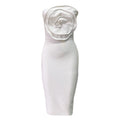 Women’s White 3D Floral Fitted Dress