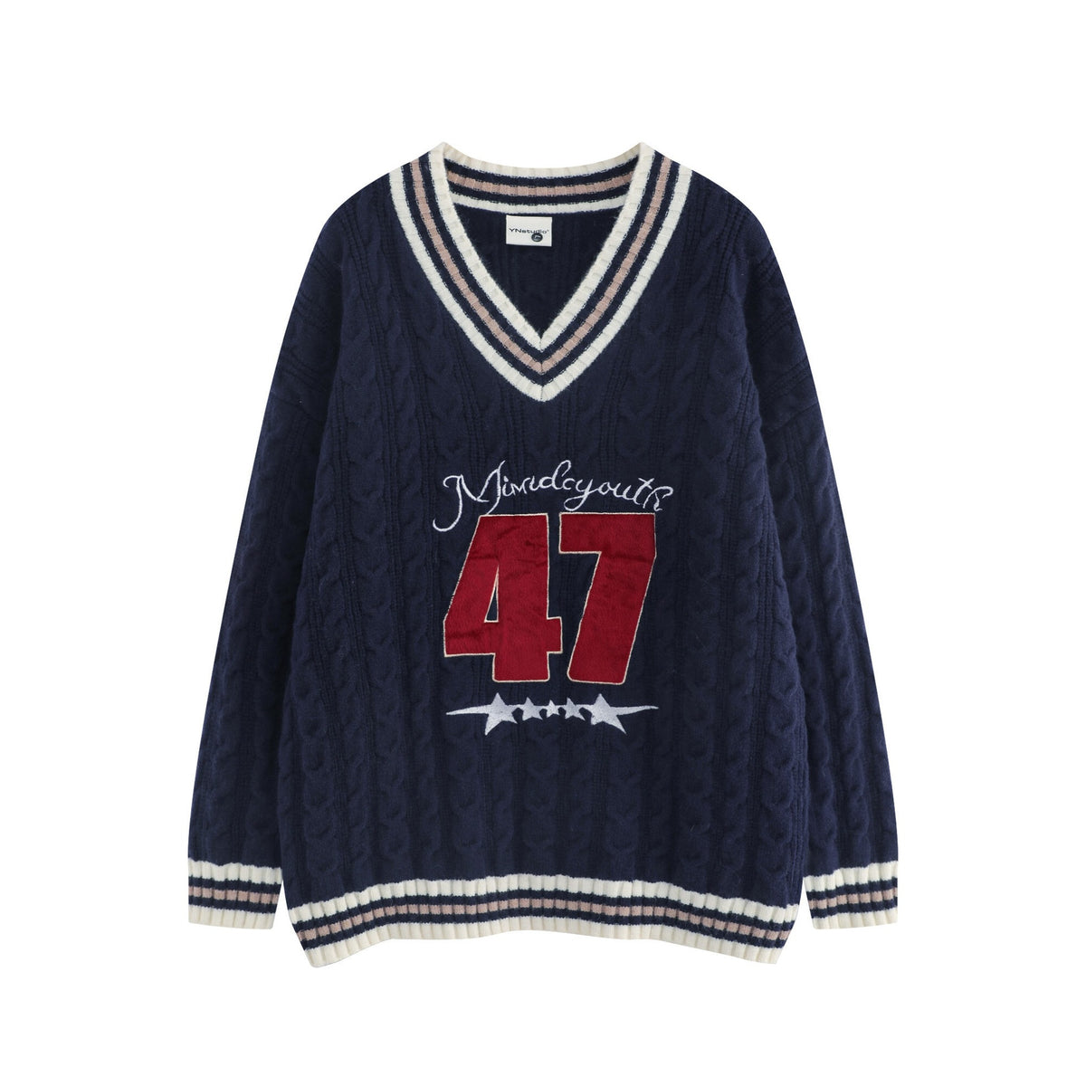 Color blocked ribbed digital sweater