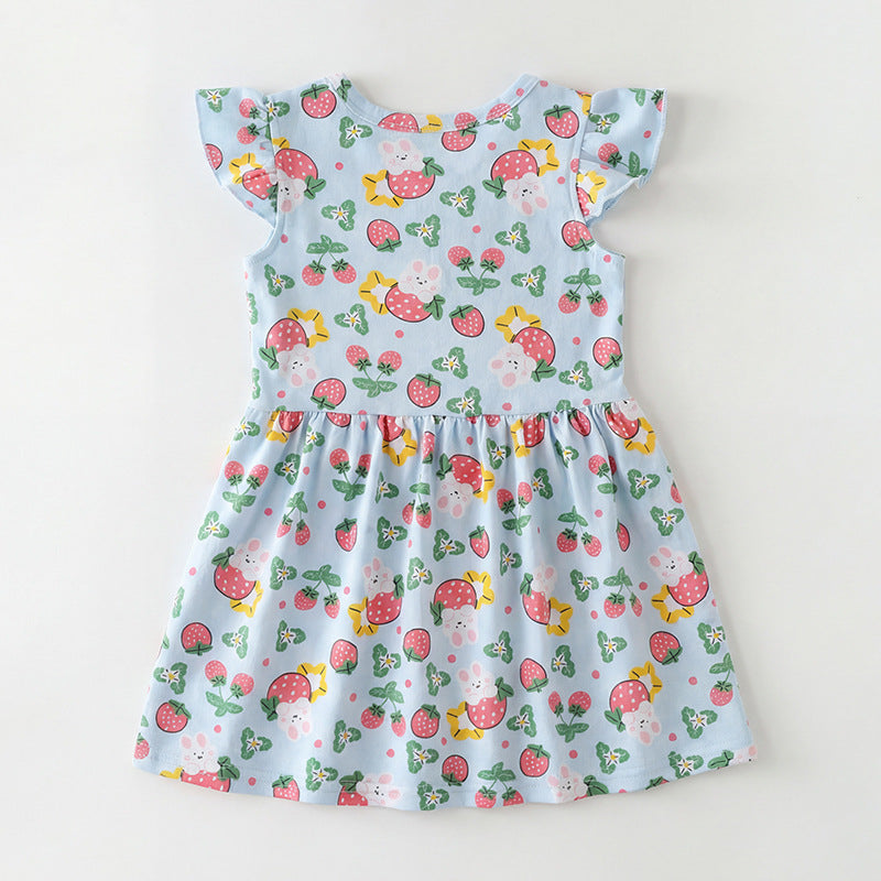 Style Girls' Dress Cartoon Ruffle Sleeve Dress Princess Dress