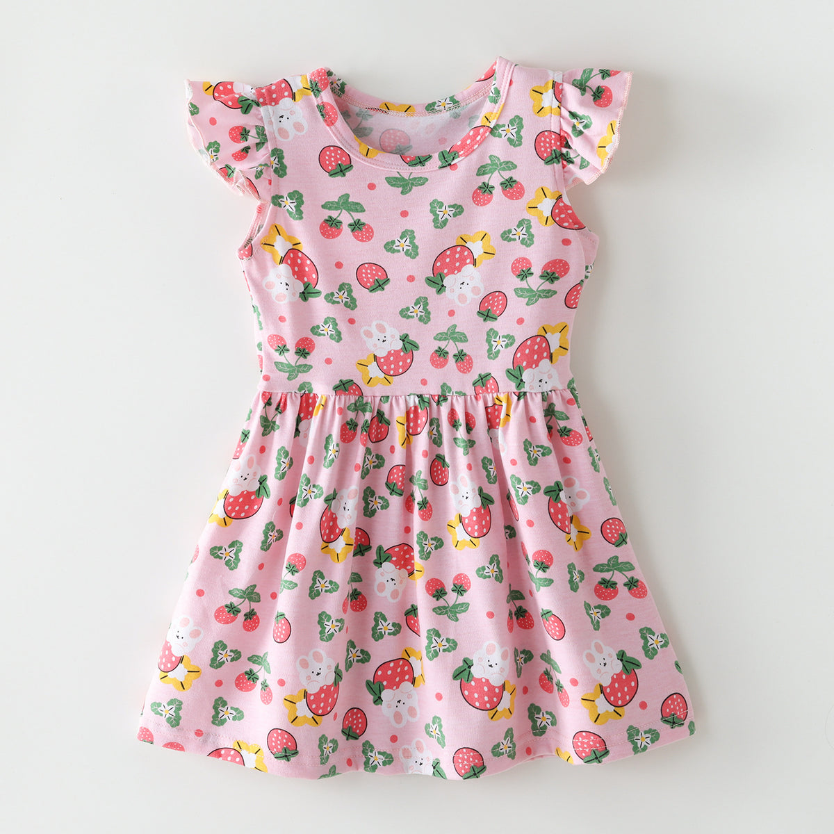 Style Girls' Dress Cartoon Ruffle Sleeve Dress Princess Dress