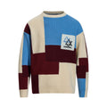 Retro Color Block Embroidered Crew Neck Sweater