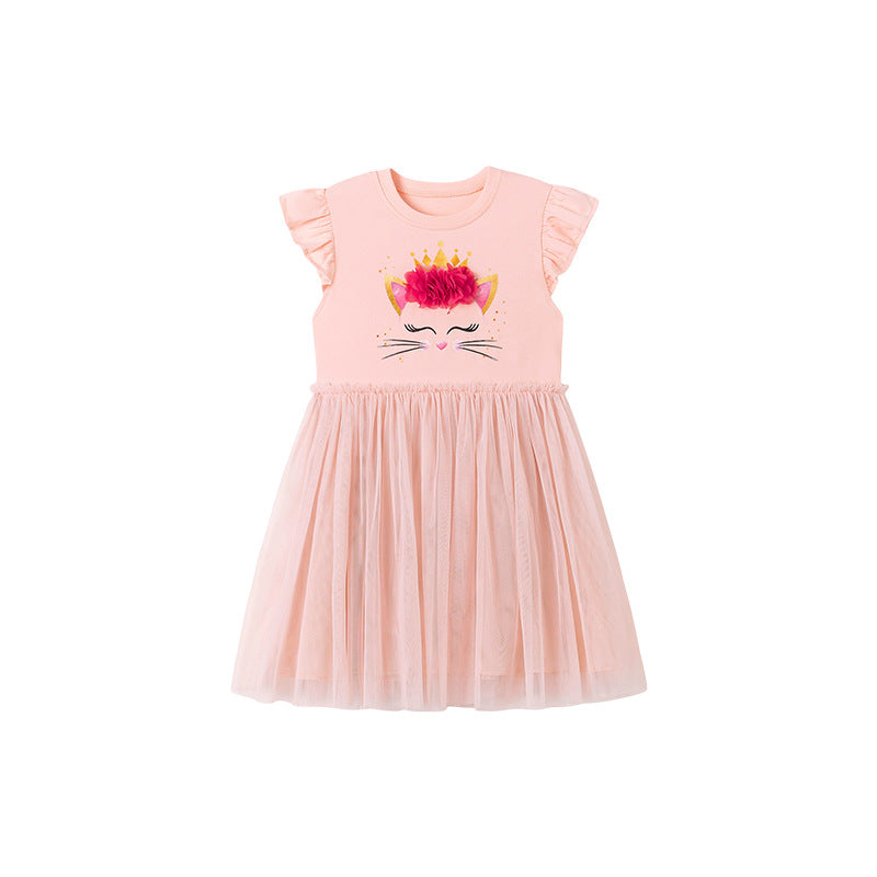 Kids' Dress Wholesale Tulle Girls' Dress Cute Cat Children's Dress