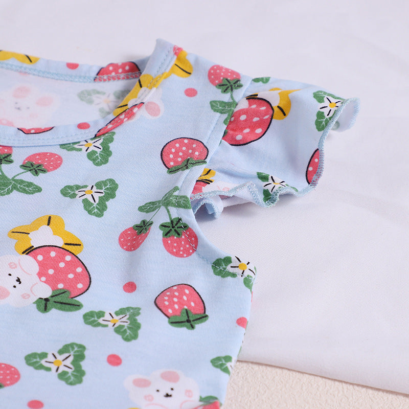 Style Girls' Dress Cartoon Ruffle Sleeve Dress Princess Dress