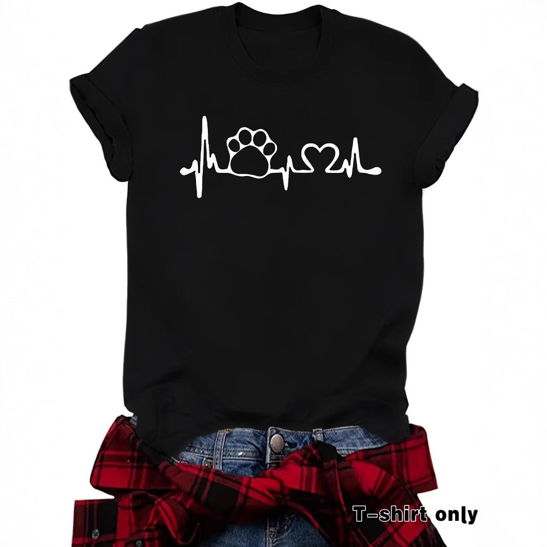 Love pet round neck pullover short sleeved shirt