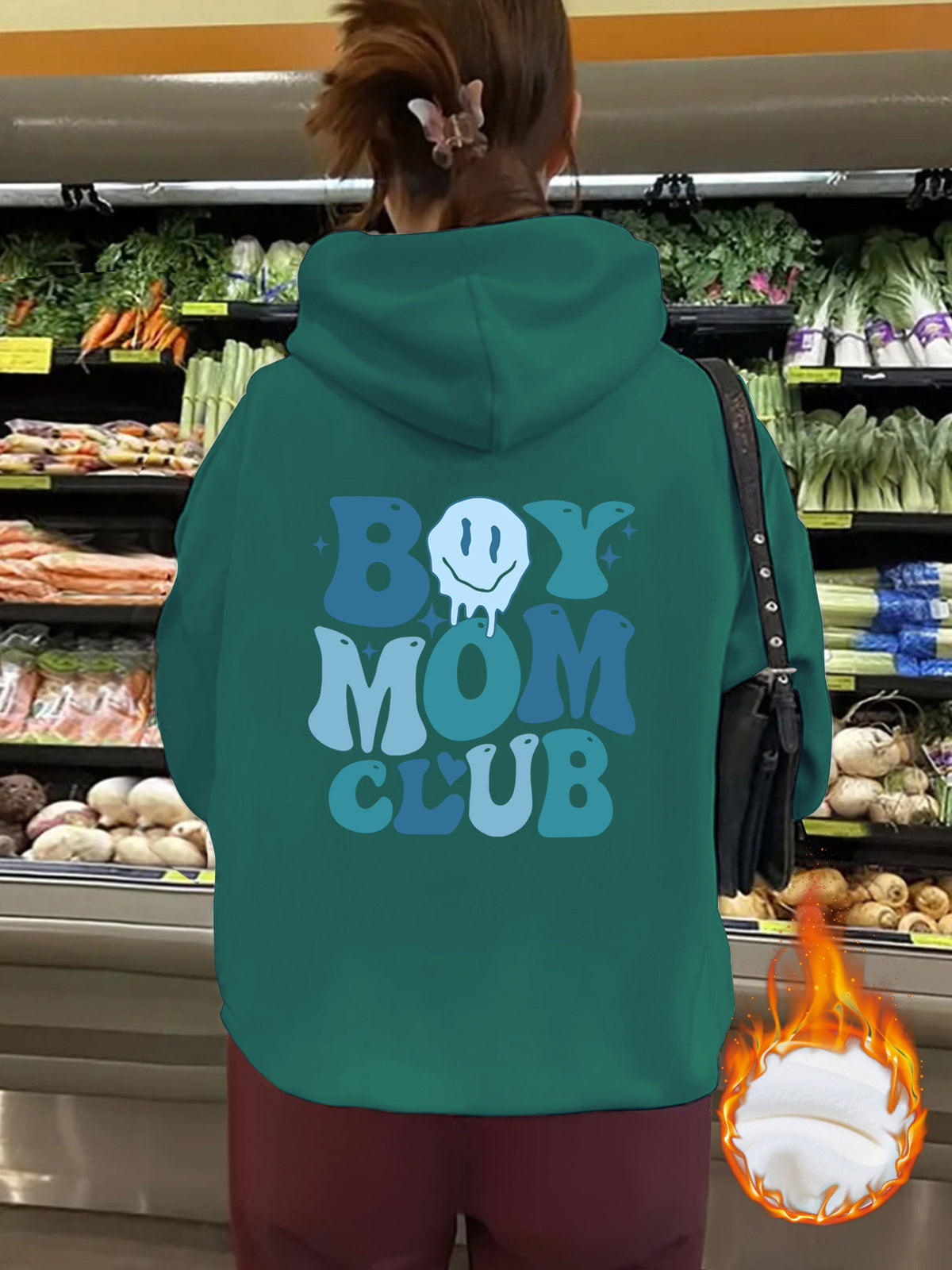 Thick BOY MOM CLUB printed hoodie