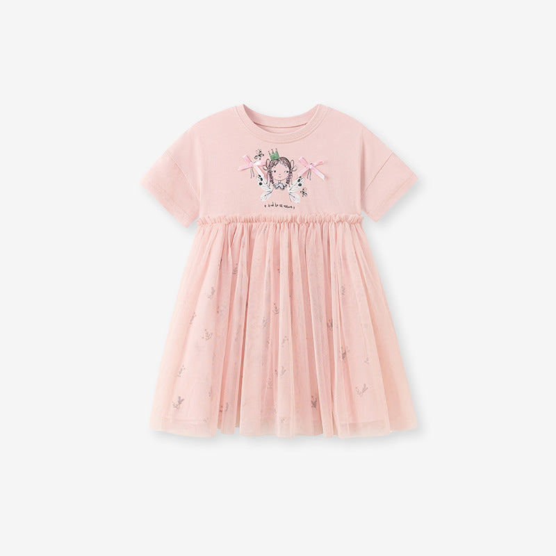 Girls' Chiffon Dress Summer Short Sleeve Cute Dress Princess Dress