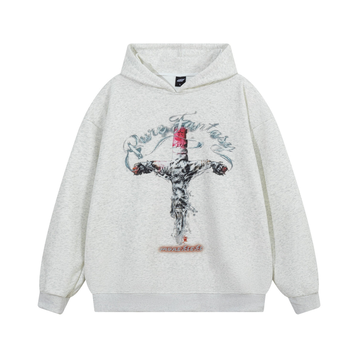 Men's Cross Letter Print Zip-Up Hoodie