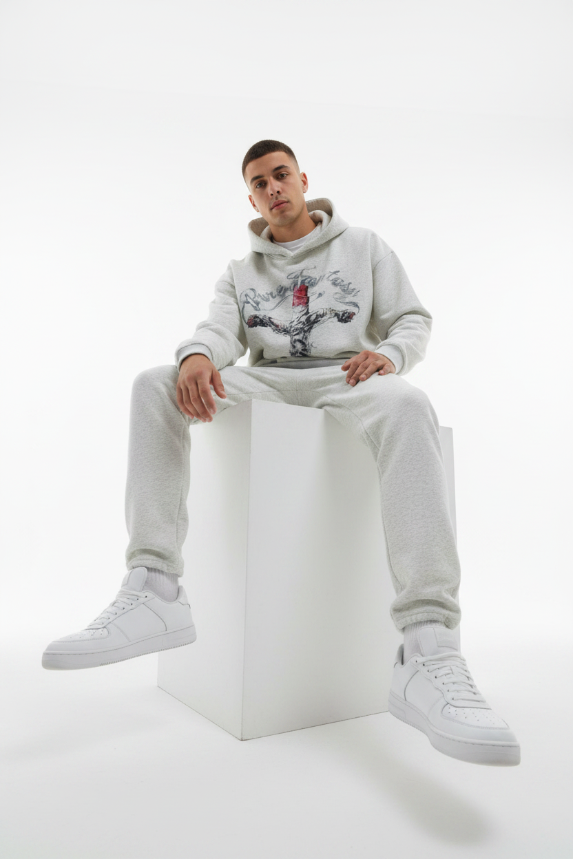 Men's Cross Letter Print Zip-Up Hoodie