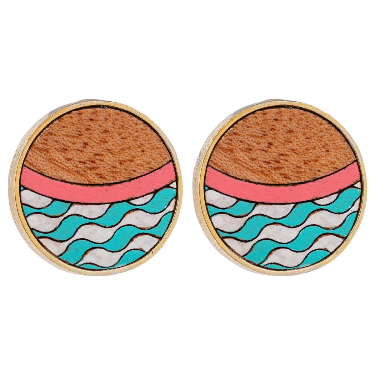 Island Recycled Wood Gold Earrings