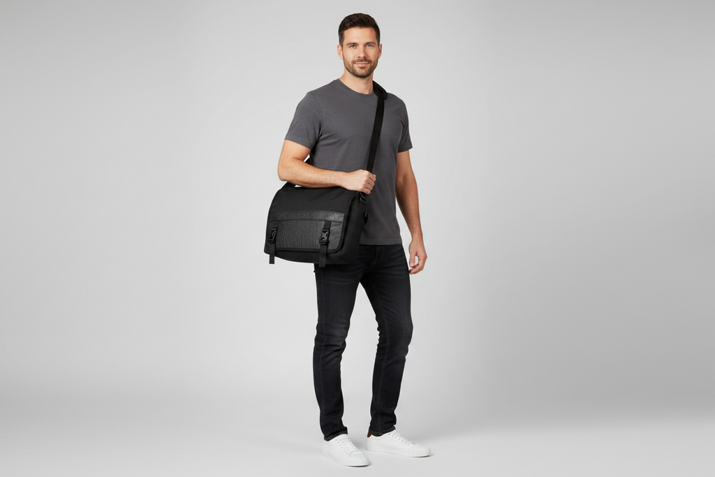 Nomad Voyager Recycled Rubber & Army Canvas Vegan Messenger Bag