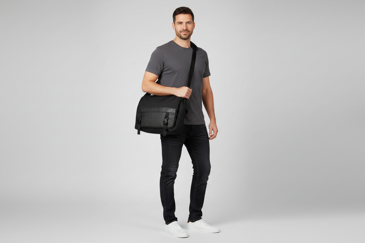Nomad Voyager Recycled Rubber & Army Canvas Vegan Messenger Bag