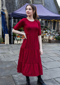 Burgundy Cotton Midi Breastfeeding Dress | Nursing Dress | MilkyMoon