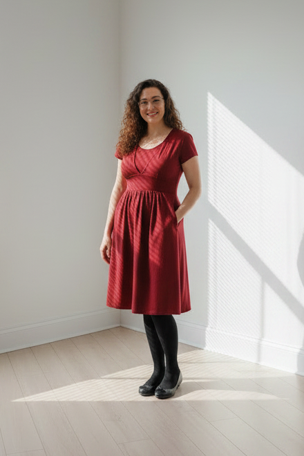 Burgundy Cotton Breastfeeding Dress | Nursing Dress | Knee Length Feeding Dress