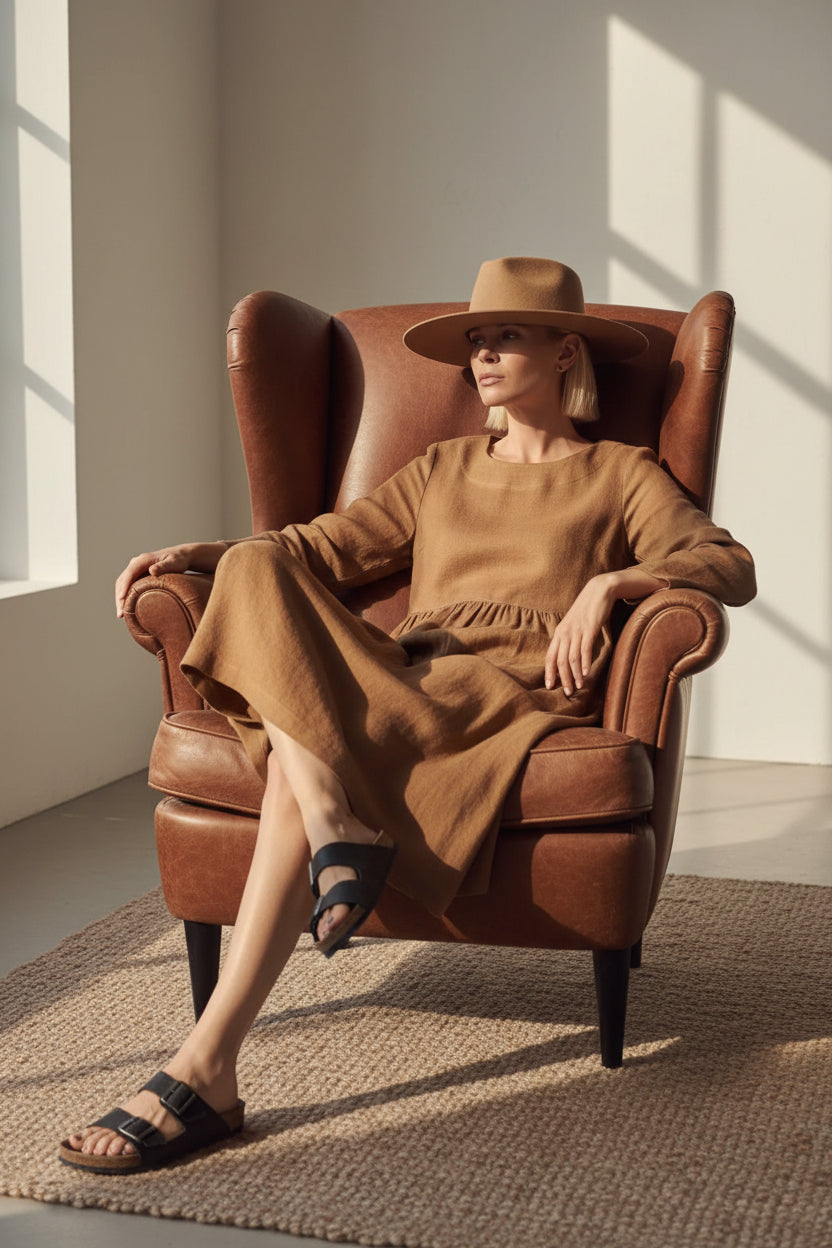 Brown Linen Dress