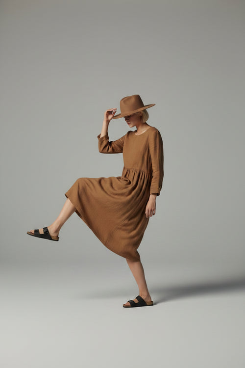 Brown Linen Dress